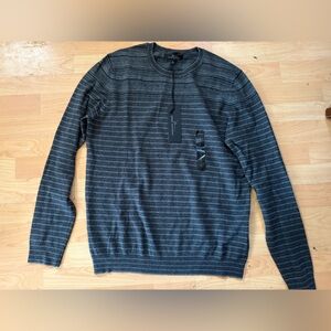 NEW MARC ANTHONY gray Striped Pullover Sweater Size Men Cotton Cashmere AD17